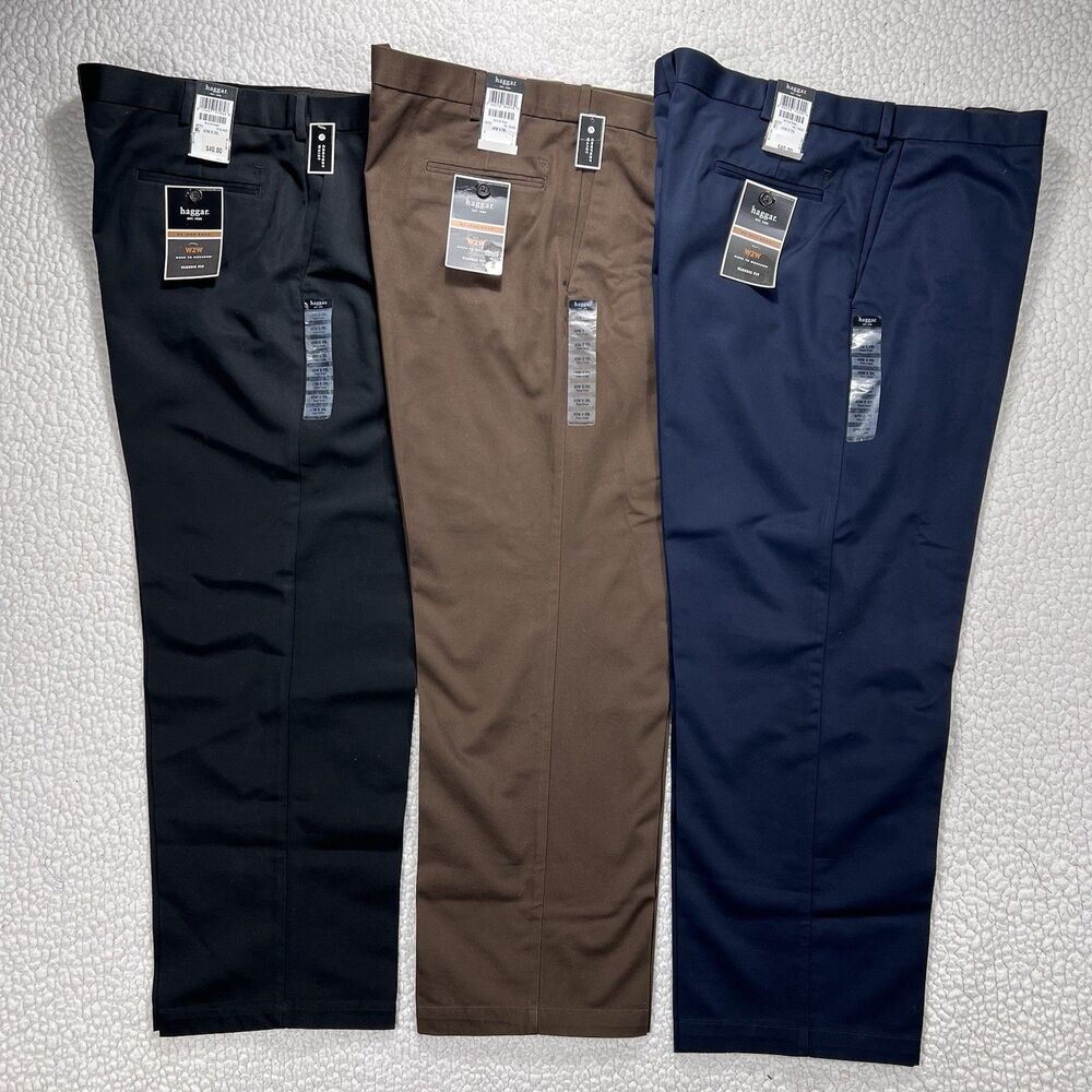 Haggar W2W‎ No Iron Khaki Pants Men’s 42x29 Classic Fit Workwear (Lot of 3)